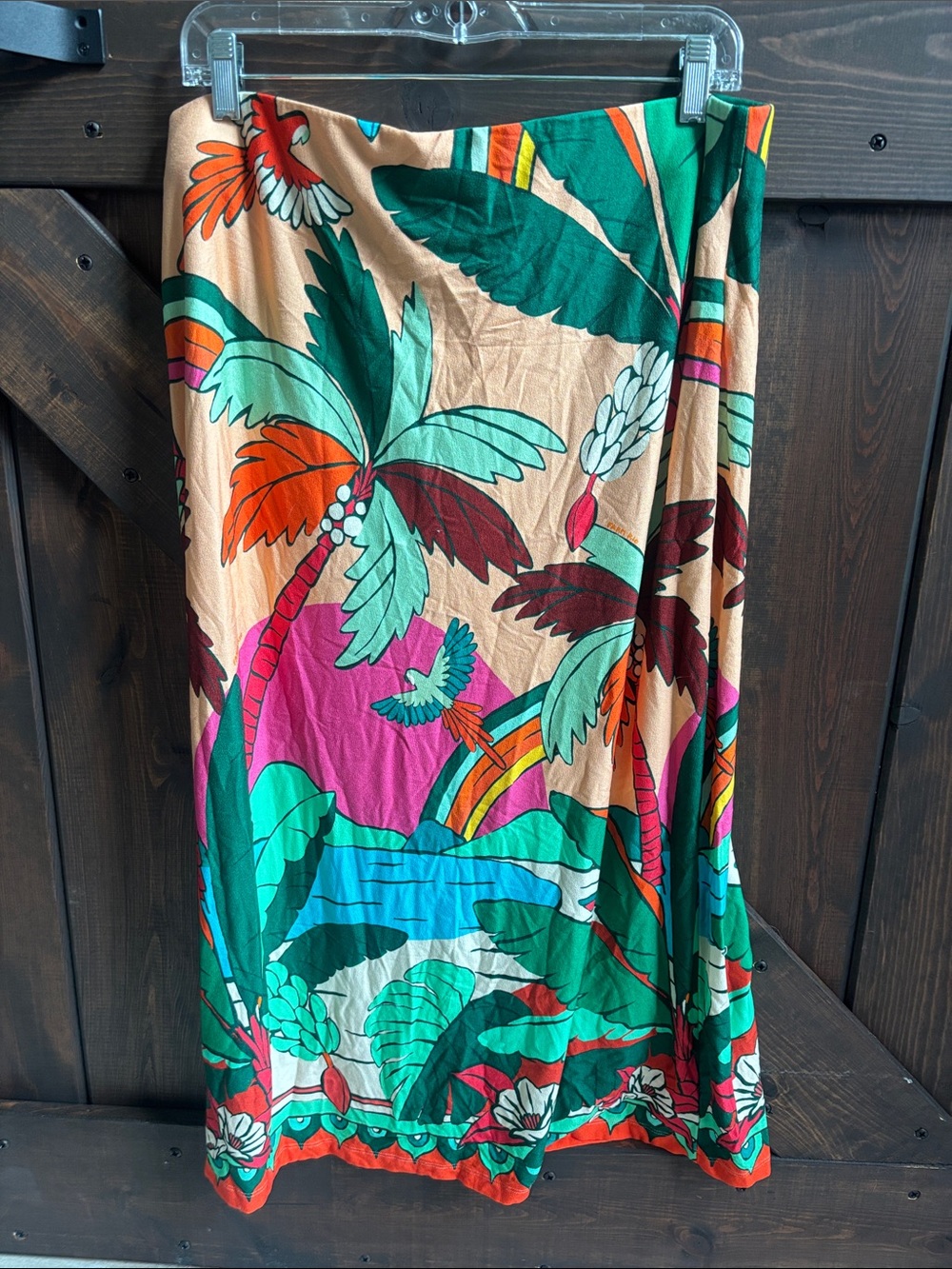 FARM Rio Tropical Palm Wrap Skirt in Teal, Orange, Magenta and Green - Picture 3 of 3
